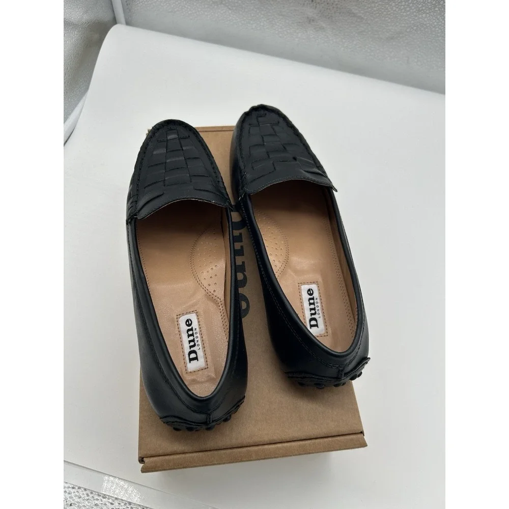 New Dune London Greene Woven Leather Slip On Driving Loafers‎ Mocs Black Size 8